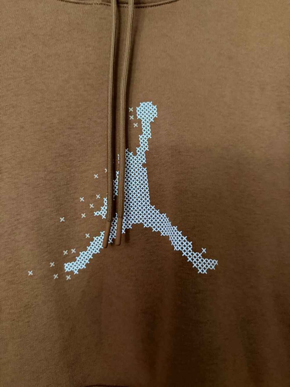 Jordan Men's Crewneck Hoodie in Brown with White Jumpman - Picture 2 of 7